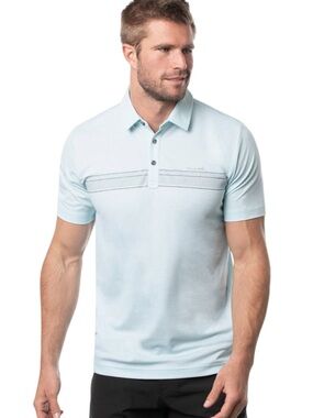 Travis Mathew Light Turqoise Blue Hole Card Polo (M)